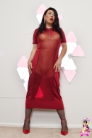 Krissy4u In Sheer Red Dress