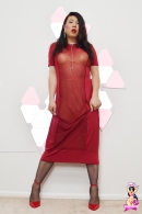 Krissy4u In Sheer Red Dress