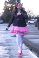 Walking And Stroking In Pink Heels!