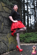 Krissy4u Red Skirt And Heels!