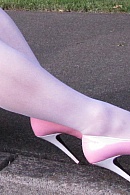 Pink Heels-White Stockings