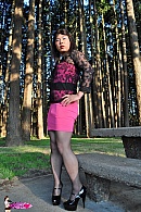 Pink Black Lace Dress